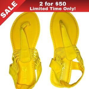 [Sale: 2 for $50!] Rouge Helium Yellow Strappy Flat Thong Sandals Size 8